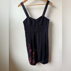ADAM LIPPES Black Cocktail Dress Beaded Floral Embroidered Coquette Feminine‎ 4